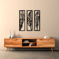 Wooden Wall Decorative 3 panels , home decor item modern leaf polygon style design wall art 14 by 4 inches each panel. 