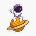 Baby Astronaut on Saturn Sticker for Kids - 3 inch x 2 Inch - Planet Stickers for Laptops. 
