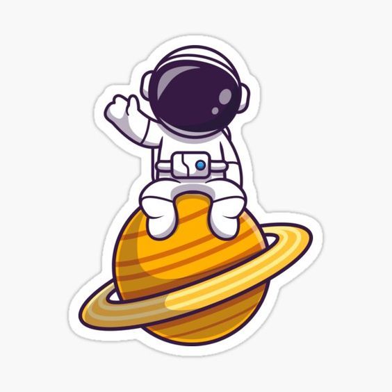 Baby Astronaut on Saturn Sticker for Kids - 3 inch x 2 Inch - Planet Stickers for Laptops