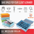 Sock Drawer Organizer Divider Underwear Organizer 24-cell Fabric Dresser Drawer Organizers Storage Boxes for Storing Socks, Bra | 24 Pockets Organizer - Drawer Organizer - Underwear Storage Boxes for Socks, Handkerchiefs, Ties, Belts Divider Underwear. 