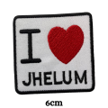 I Love JHELUM Embroidered Iron On Patch Sew On Badge Bags Caps Jeans and Jackets. 