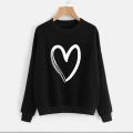 Heart Printed Design For Women Fleece Ribbed Cuff Sleeves Sweatshirt Top Best Quality Hoodies. 