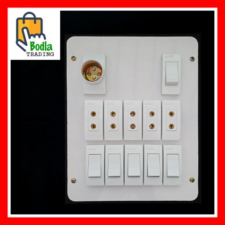 Electric Extension Board Wall Electric Board High Quality PVC Box & Fibar Sheet Piano Switch Sockets (12 Points)
