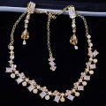 Diamond Shaped Necklace with bindi & Earrings Silver. 