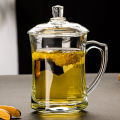 Delisoga Coffee Cup with Lid, Transparent Coffee Mug with Glass Lid, Glassware Lid Cup 360ml. 