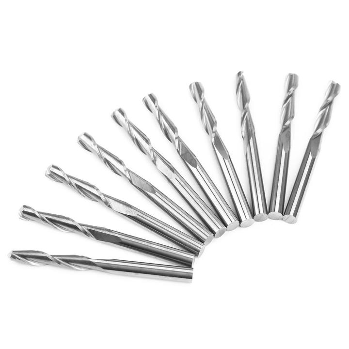 10PCS 3.175 x17mm Double Flutes Carbide Ball Nose End Mills CNC Bits ...