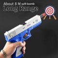 Airsoft Machine For Kids White Black | Glock Soft Bullet Toy Gun Shell Ejection Foam Darts Blaster Pistol Manual Airsoft Gun With Silencer For Kid Adult. 