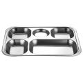 Stainless Steel Divided Plates Tray, 5 Section for Kids Toddlers, Dry Fruit Plate, Camping Dishes Compact Serving Platter, Dinner Snack 12 inches x 9.2 inches. 