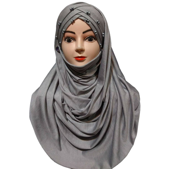 Modern Ready to wear  Gray parls hijab
