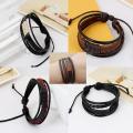 Unisex Vintage Retro Multilayer Braided Faux Leather Wristband Bracelet Bangle. 