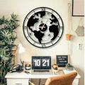 World Map Wall Clock - Wooden Wall Clock Modern Design 3D Stickers Hanging Clock Decorative Watch Home  Wall Clocks. 