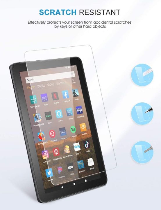 Tablet Tempered Glass Screen Protector Cover for Amazon Fire HD 8 10th Gen 2020 Tablet Scratch Resistant Protective Film