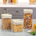 Felli Flip-Tite Acrylic Airtight Food Storage Container With Flip Lid 3 Different Size| Leak Proof, BPA Free Plastic Container For Kitchen | Easy To Open Ring Handle | Stackable Multipurpose Jar Canister. 