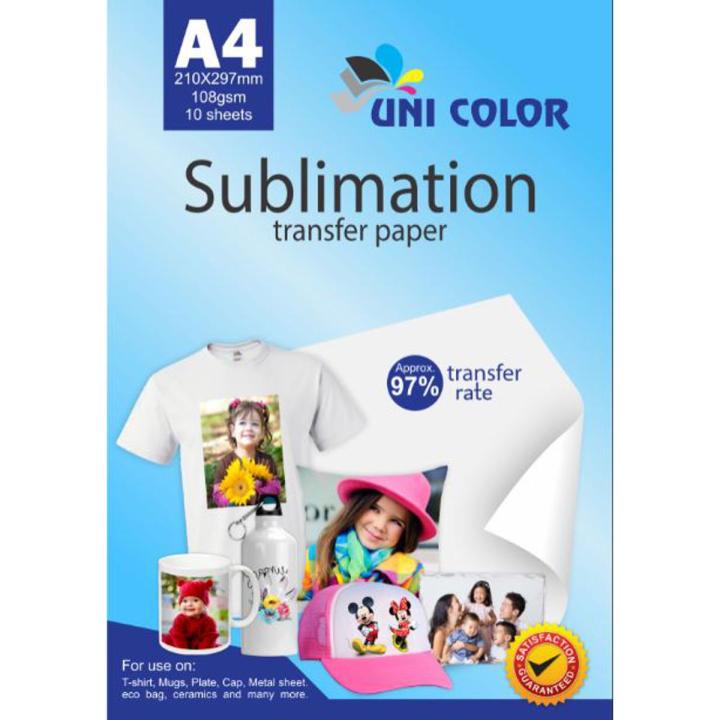 Sublimation Heat Transfer Paper 108Gsm for Polyester T-Shirt Cushion Fabrics Phone Case Printing Design 10sheets