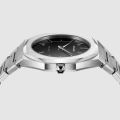 Ultra Thin Black Dial Stainless Steel Men's Watch Silver-tone A-UTB01. 