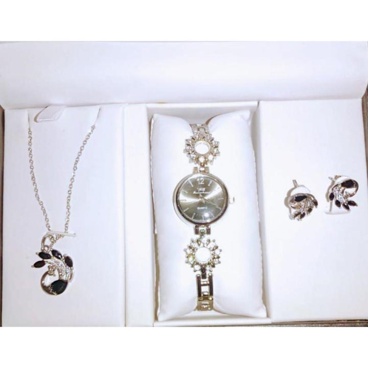 Pack of Watch , Neckles , Earrings , Faster Brand Gift Set For Girls With Box Good Quality Product
