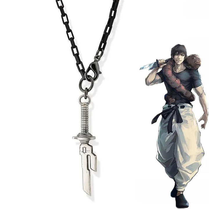 Anime Jujutsu Kaisen Fushiguro Toji Necklace Bracelet Inverted Spear Of Heaven Weapon Pendant Keychain Cosplay Jewelry Accessories Qoddess