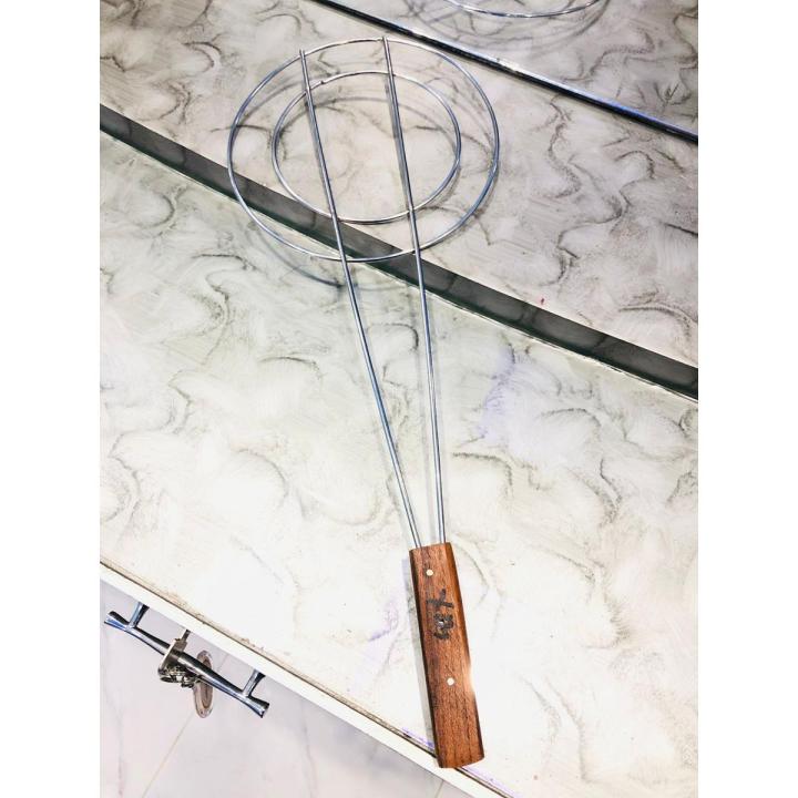 Roti Seekha- Roti Seekhana- Roti Chimta-Roti Grill-Roti Jali- -Stainless Steel Roti Sekha with long  Wooden Handle(Multipurpose use)
