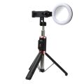 4IN1 JC16 H Selfie Stick / Tripod 1 light Bluetooth Shutter 110CM/3.6 Feet Height Foldable Stand 360 Rotatable Tripod for Tiktok YouTube Photography Traveling Cooking videos pictures for Android and IOS Black. 