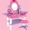 Princess Dressing Table Pretend Play Kids Vanity Table And Chair With Flashing Lights, Mirror, Working Hair Dryer...(73008). 