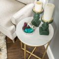 White Coffee Table  X  Serving Table With Wooden  Marble sheet Top  & Metal Base. 