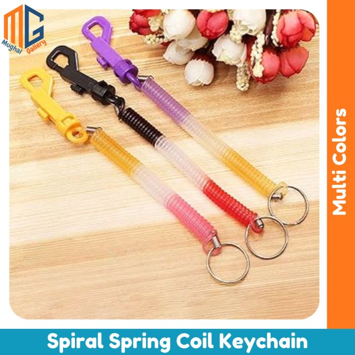 Spiral Spring Coil Keychain Anti-Lost Bungee Coil Cord | Durable Key Chain Ring for Men | Theftproof Key Holder for Bags, Belts & Accessories