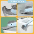 Cute Duck Shape Silicone Toilet Brush 360° Flexible Head Automatic Opening Closing Double-sided Cleaning Tools. 