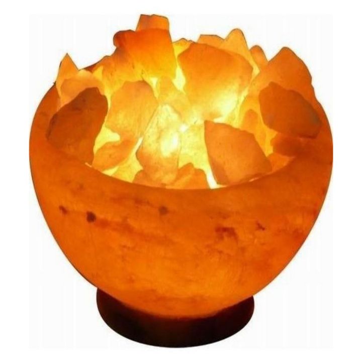 Novelty Night Light Hand Carved Bowl Shape Natural Crystal Himalayan Salt Lamp Night Light Stress Reliever and Air Purifier