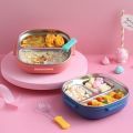 Homio Tedemei original stainless lunch box 2&3 Grid/Compartments with spoon air tight lunch box For students. 