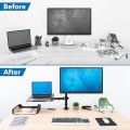 "Maximize Efficiency: Dual Laptop and Monitor Stand with Clamp/Grommet Base - Elevate Your Workspace with Adjustable Desk Mount and Ventilated Tray for Enhanced Productivity and Comfort". 