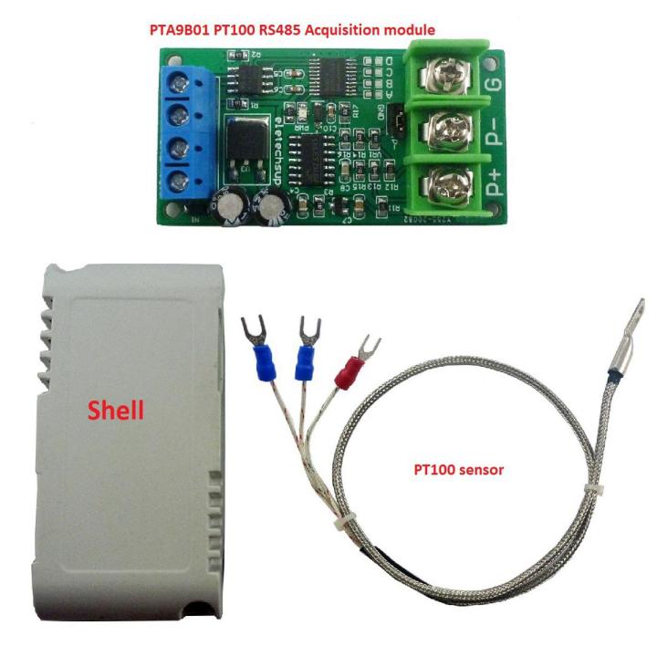 PTA9B01-1 x PTA9B01 PT100 RS485 Acquisition module
1 x TB445-50cm PT100 probe
1 x TB444-white shell-Green