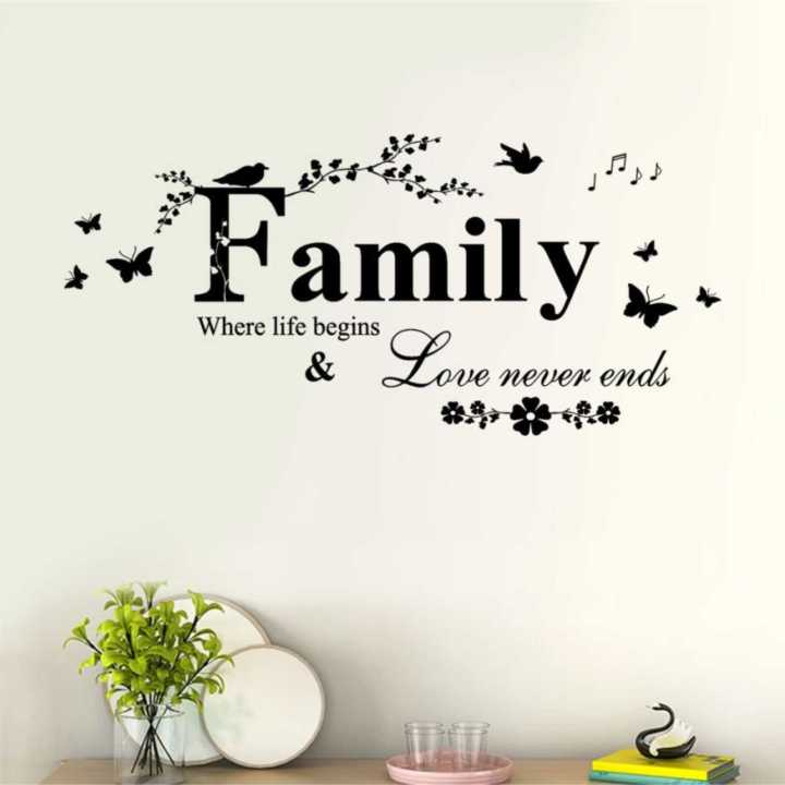 Family Love Never Ends Quote vinyl Wall Decal Wall Lettering Art Words ...