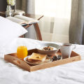 Solid Bamboo Wood Serving Tray, Tea Coffee Food Platter Tray Home Decoration (Set of 3). 