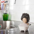 Soap Sponge Holder for Kitchen Sink Cute & Funny Dish Scrubber Holder Kitchen Organizer- Includes 1 Metal Scrubber. 