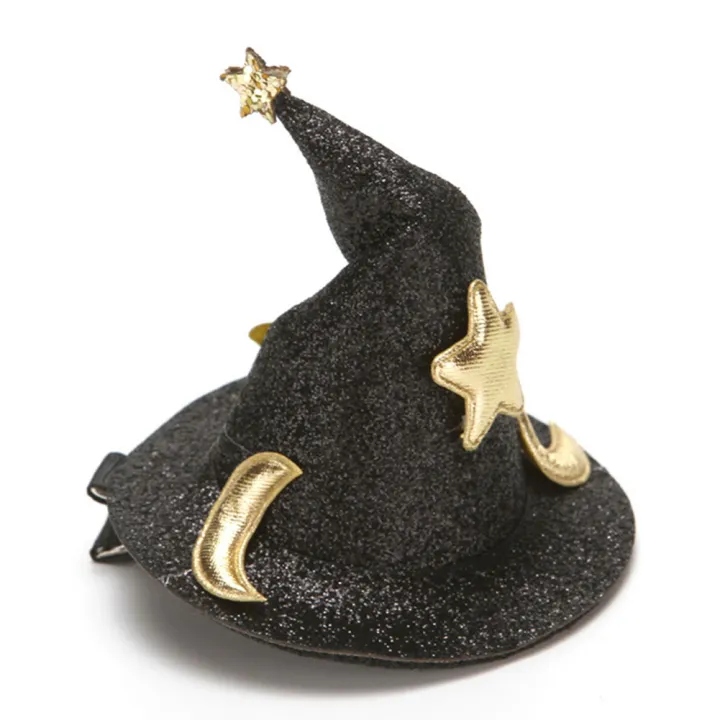 Halloween Witch Hat Headband Clip With Glitter Stars 7x7cm Children s halloween-witch-hat-headband-clip-with-glitter-stars-7x7cm-children-s