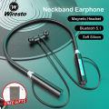 Wiresto BT63 Original Wireless Earbuds In Ear Headphones Bluetooth Earphone Neckband Hanging Ear Soft Silicone Sport Earbuds HD Stereo Headset handsfree Magnetic. 