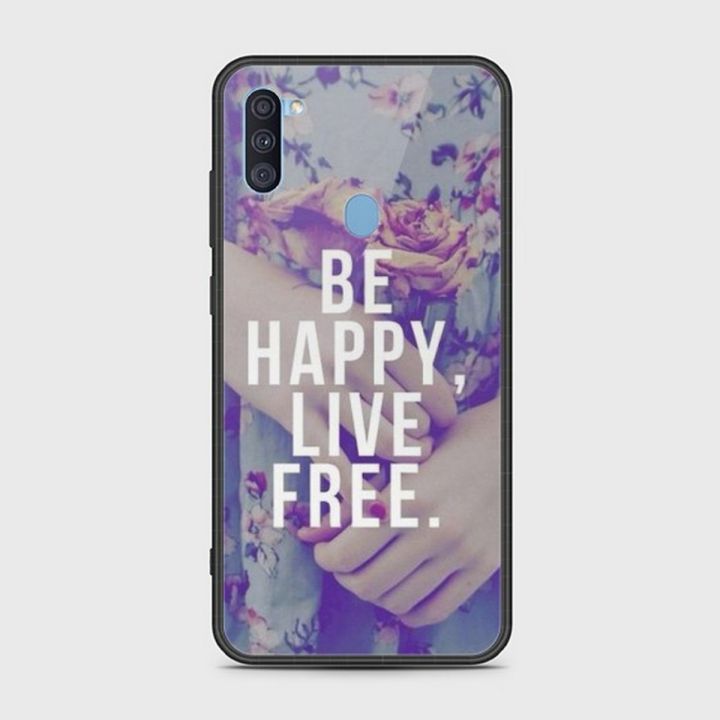 Samsung Galaxy A11 Cover - SkinLee HQ Infinity Glass Case (Soft) - Be Happy - SKINLEE-485-1-795-486