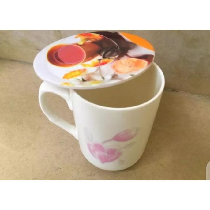 Pack of 6 - Random Design Melamine Plastic Mugs or Cups Cover, Glass Cup Lid, Drinkguards