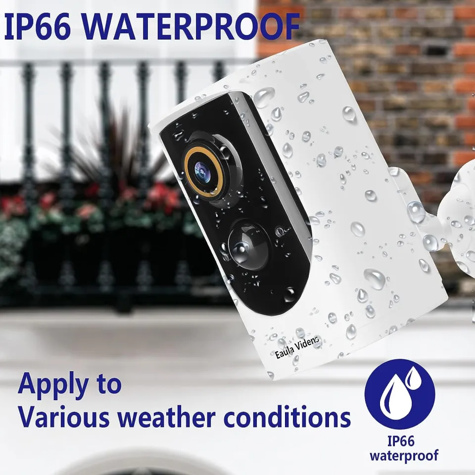 Outdoor indoor Wireless Security CCTV Camera, Rechargeable Battery Powered,  1080P Wi-Fi Home Sùrveillànce Camera with Night Vision, IP66 Waterproof,
