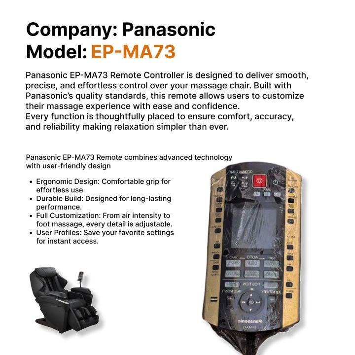 Panasonic EP-MA73 Massage Chair Remote Controller