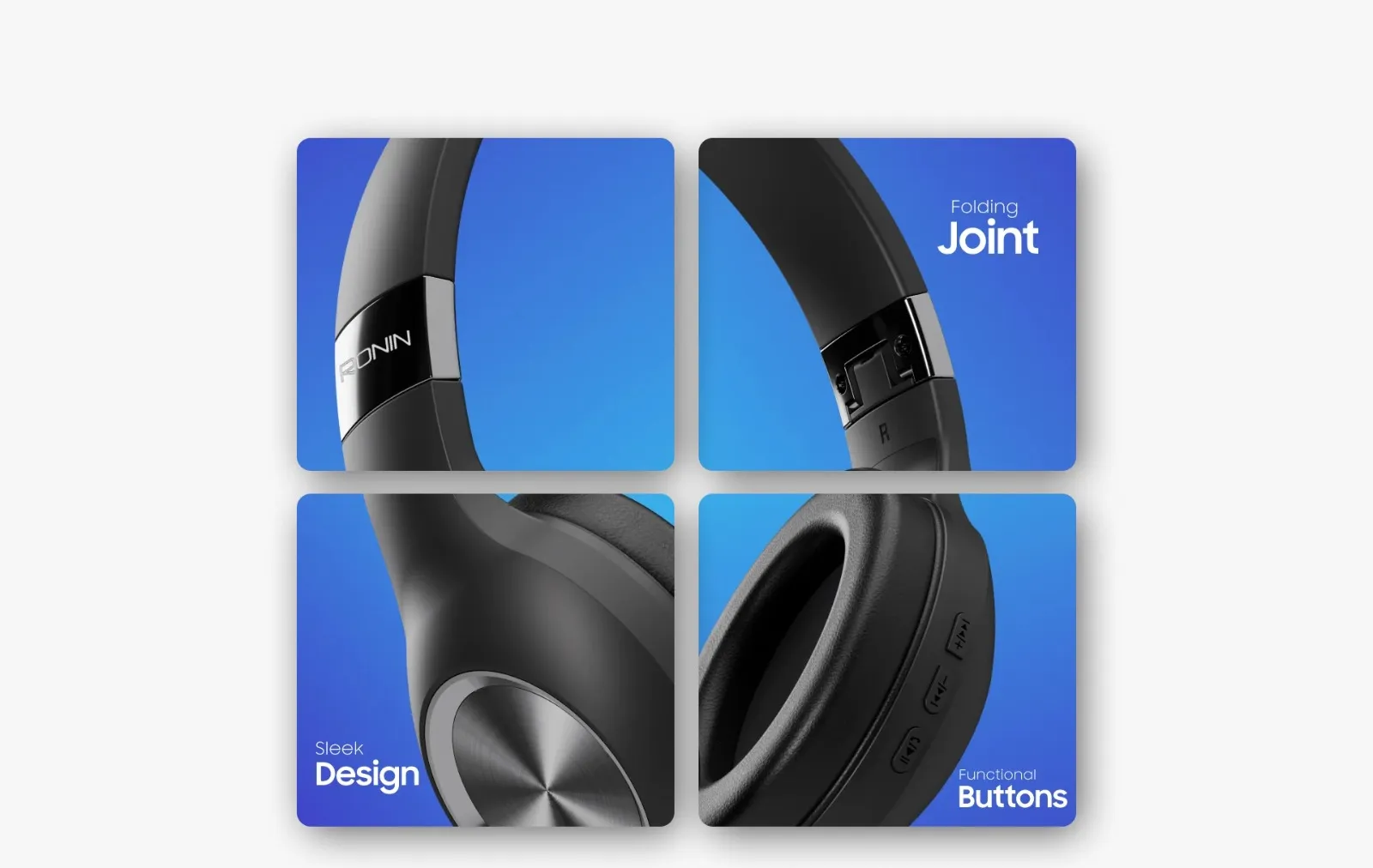 Ronin R 1500 Wireless Headphones – Premium Bass, Foldable Design, 8-Hour Playtime & Dual Mode Connectivity