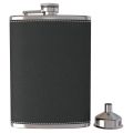 Pocket Hip Flask 8 Oz with Funnel Stainless Steel with Black Leather Wrapped Cover and Leak Proof - Fits any Suit for Discrete Liquor Drinking. 