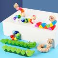 【Happier】 Colorful Animal Wooden Twist Worm Puzzles Caterpillar Kids Educational Animal Crocodile Toys Baby Montessori Finger Toys. 