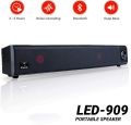 Kisonli LED-909 Bluetooth Speaker Portable Wireless Soundbar with Colorful LED Lights Deep Bass Stereo Subwoofer FM Radio USB AUX TF Card Support Powerful Party Speaker for Home Office Outdoor Music System Rechargeable Mini Speaker with CAll Mic Support. 