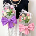 Diy Flower Packaging Box Customizable Acrylic Material Wave Ball Design Acrylic Flower Box Hug Bucket Style Transparent Tulip Bouquet Box for Valentine'S Day Romantic Gift Bouquet Display Flower Arrangement Gift Packaging. 