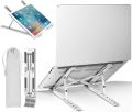 BRAINZONE GADGET  Aluminum PLASTIC Adjustable Laptop Stand, Portable Laptop Riser, Aluminum Laptop Stand for Desk Foldable, Ergonomic Computer Notebook Stand Holder for MacBook Air Pro, Dell XPS, HP (10-17.3'') - Silver. 