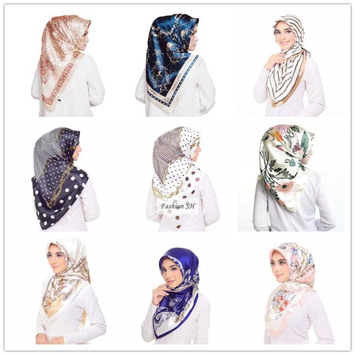 Bawal Satin scarf Silk Shawl Printed bawalmurah square tudung cantik