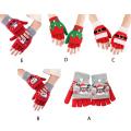 Convertible Gloves Winter Half Finger Mittens Stretchy Knit Fingerless Gloves with Mitten Cover for Kids Teens Christmas F3MD. 