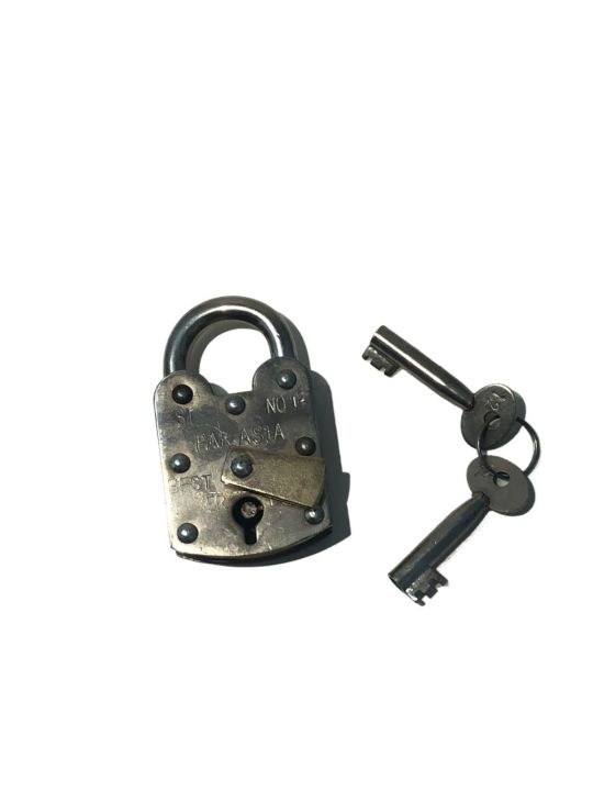 Desi Pad Lock – Heavy Duty Brass 2-Inch Silver Taala with 5 levers and ...