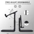 Premium Smart Foldable Mobile Stand for Table and Mobile, Height Adjustable Universal Phone Holder for All Smartphones & Tablet (Black). 